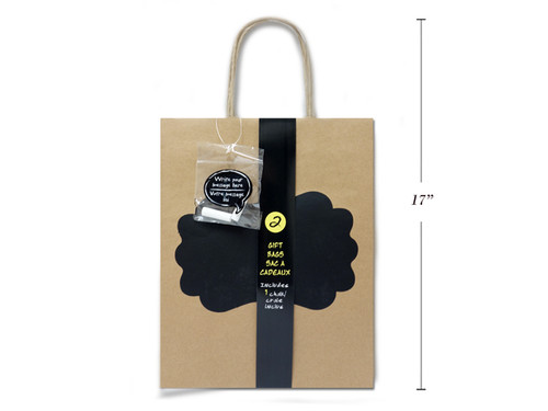 Gift Bags Kraft Chalkboard Large 2Pk