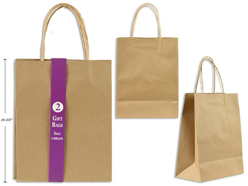 Gift Bags Kraft 8in x 10-3/8in 2Pk