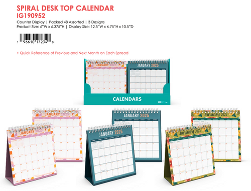 2025 12-Month Desk Top Calendar