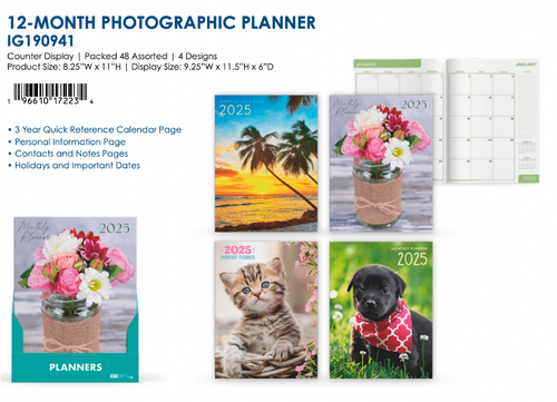 2025 12-Month Planner Photographic Assorment