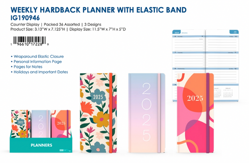 2025 Weekly Hardback Planner with Elastic Closure