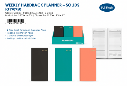 2025 Weekly Hardback Planner  - Solids