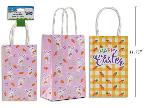 Gift Bags Kraft-Easter Print 2Pk