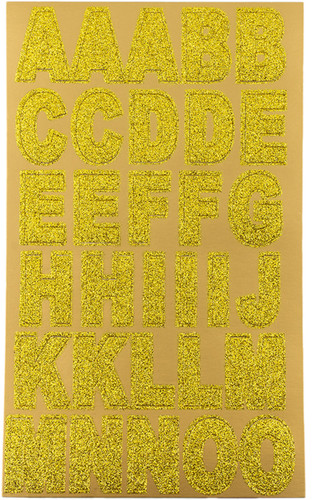 Alphabet Stickers 1"-Gold Glitter 2 Sheets 64Ct.