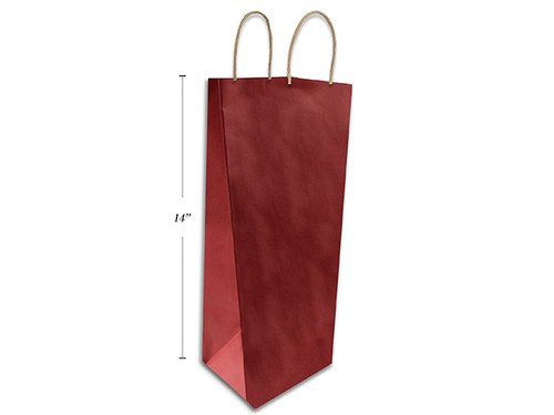 Gift Bags-Bottle Kraft/Red