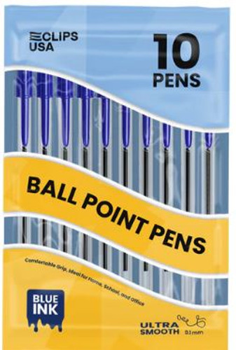 Ball Point Pen-Blue 10Pk