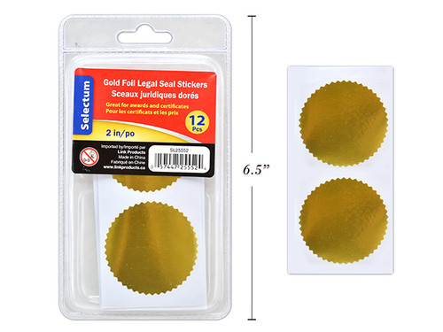 Labels-Notarial 2" Gold Color 12Pk