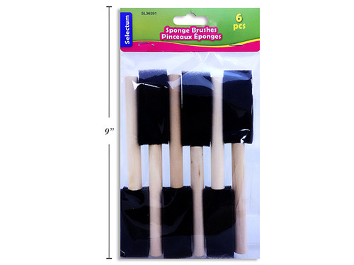 Sponge Brushes 1" w/Wood Handle 6Pk