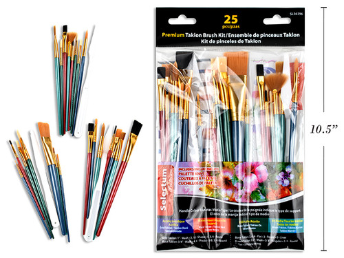 Brush Set Assorted Round & Flat 25Pk