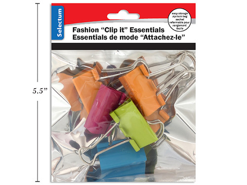 Binder Clips-Fashion/Assorted Colors 6Pk