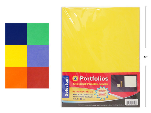 Portfolio-2 Pockets Assorted Colors 3Pk