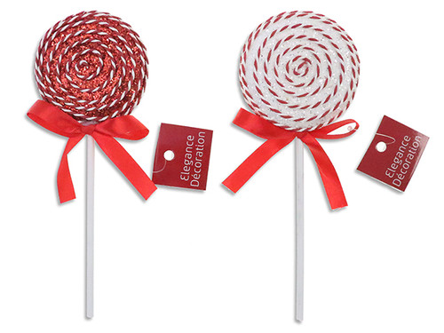 Ornament Xmas Swirl Confetti Lollipop  10.5in x 3-3/4in (MOQ:12)