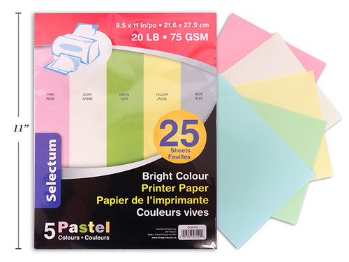 Paper-Letter/Pastel Colors 25 Sheets