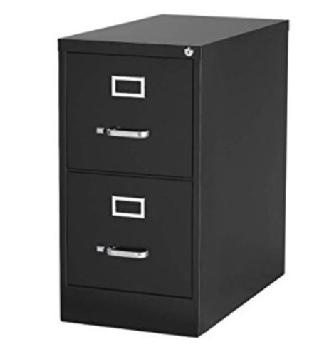 Vertical File Cabinet-2 Drawers, Letter Size, Black