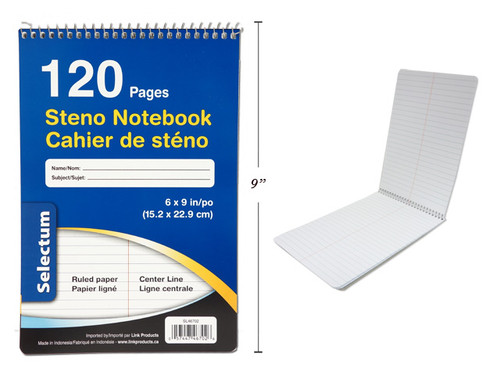 Steno Book 6 x 9" Spiral 120 Sheets