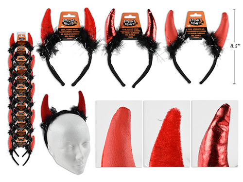 Headband Devil Horn w/Black Feather.(MOQ:12)