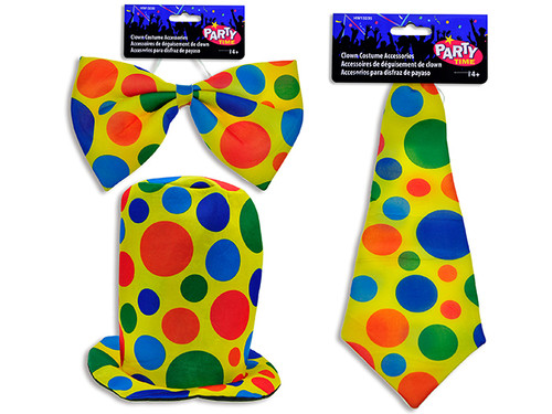 Clown Costume Assortment: 3 Asst: Wide Bow Tie/ (MOQ:12)