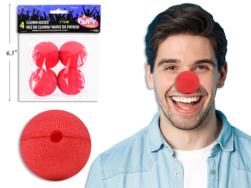 Clown Noses. Pbh.4pk 2in (MOQ:12)