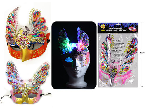 Costume Light-up Sequin Mask 3-LED (MOQ:12)