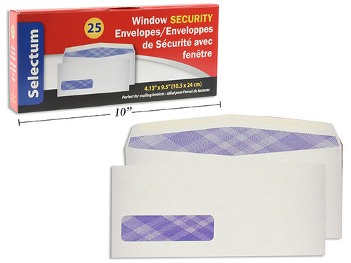 Envelope-Security/White/Window #10 25Pk