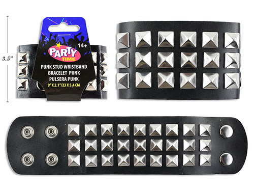 9in x 2-1/8in Adult Punk Stud Wristband.