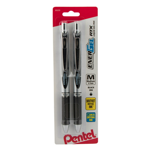 Pen EnerGel RTX Medium/Black (Liquid Gel ) 2Pk