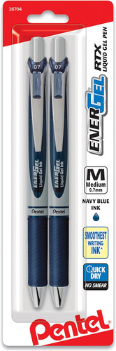 Pen EnerGel RTX Medium/Blue (Liquid Gel) 2Pk