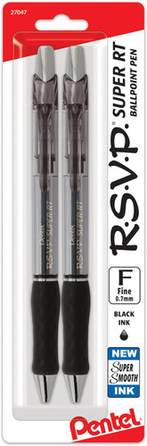 Pen RSVP Super RT Ball Point Fine/Black Retractable