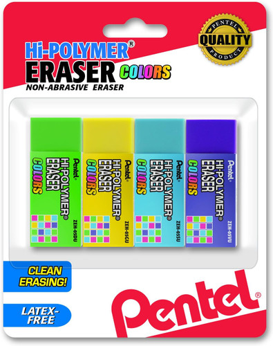 Eraser Colors-Hi Polymer 4Pk