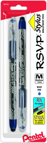 Pen RSVP Stylus Ball Point Medium/Blue 2Pk (#26133)