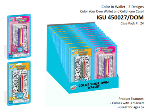 Color Your Own Wallet & Cell Phone Case-2 Designs (Ages 6+)