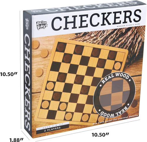 Checkers Game-Real Wood-2 Players (Ages 6+)