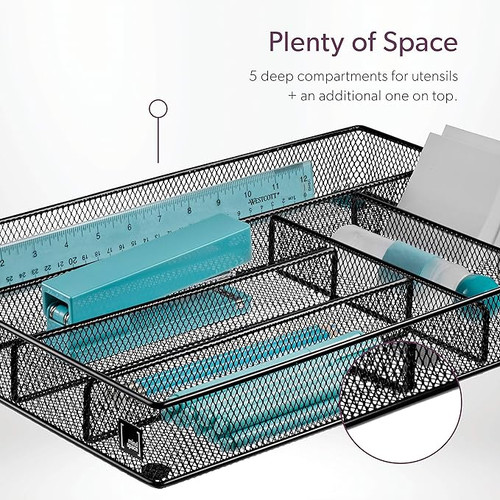 Tray Mesh with 6 Compartment Black Only