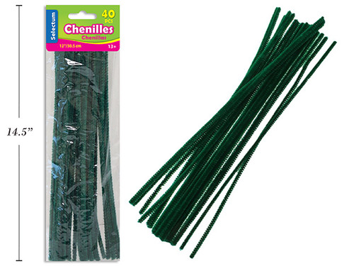 Chenille 40Pk-Dark Green 12"