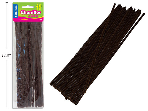 Chenille 40Pk-Dark Brown 12"