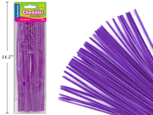 Chenille 40Pk-Purple 12"