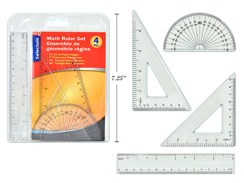 Ruler Set (Ruler 6", Protactor 4", Triangles 45 y 60 degrees)