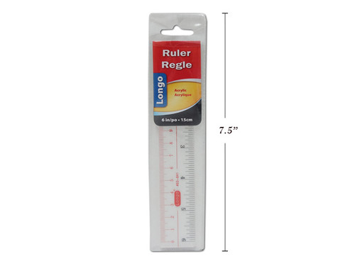 Ruler 6" (15cm) Acrylic in Hangable Sleeve