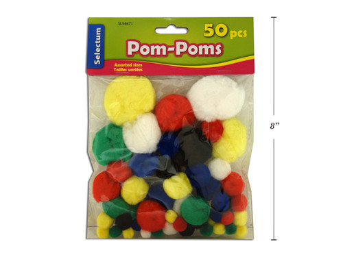 Pom Poms Brites Assorted Colors & Sizes 50Pk