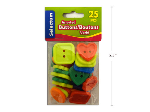 Craft Buttons Assorted Colors Pk-25