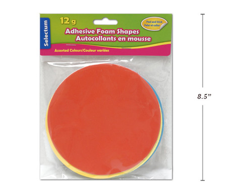 Foamy Shapes-Round Adhesive/Assorted Colors 12g