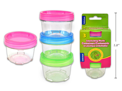Containers-Plastic/Interlocking/Stackable w/Lids 3Pk