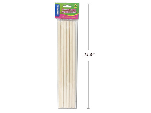 Dowels-Wood 12" x  3/8" 6Pk B/C