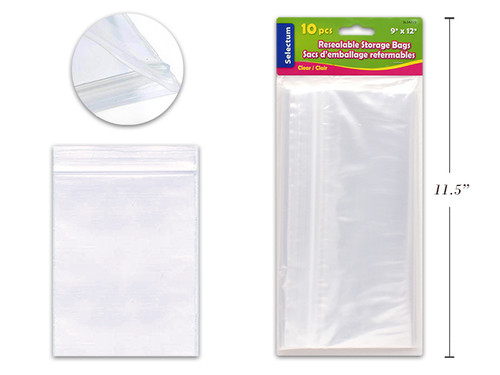 Bags-Zip Lock/Clear 9 x 12 10Pk