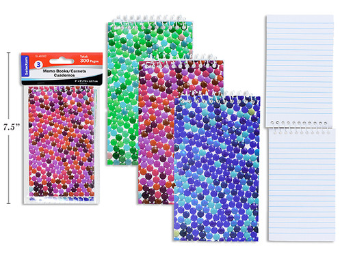 Memo Book 3"x 5" Top Coil 3Pk