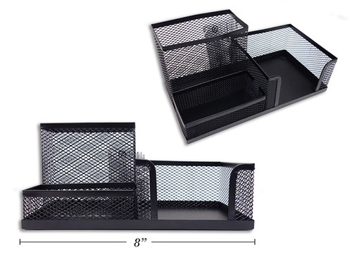 Desk Organizer-Metal/Wire/Black 8"x 3.75" x 4"