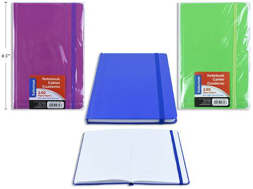 Notebook-Hardcover  5.5"x 8.5" w/Elastic 3 Assorted Colors 140 Ruled Sheets