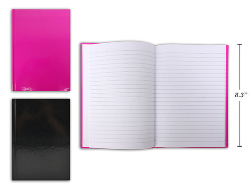 Notebook-Hardcover 5"x 8" Hot Pink/Black 70 Ruled Sheets