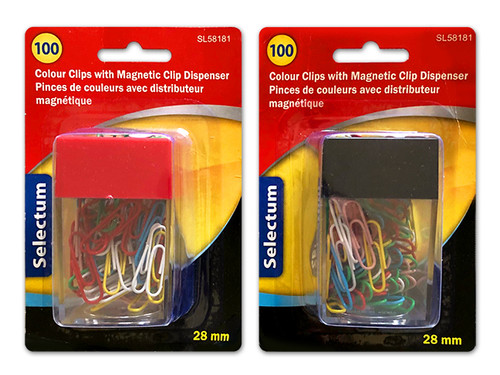 Paper Clips Magnetic Dispenser w/100 Color Clips