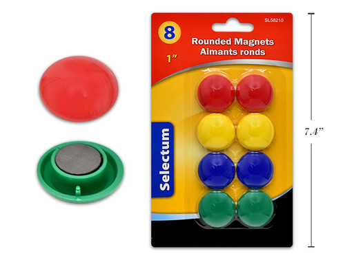Magnets-Round 1" Assorted Colors 8Pk